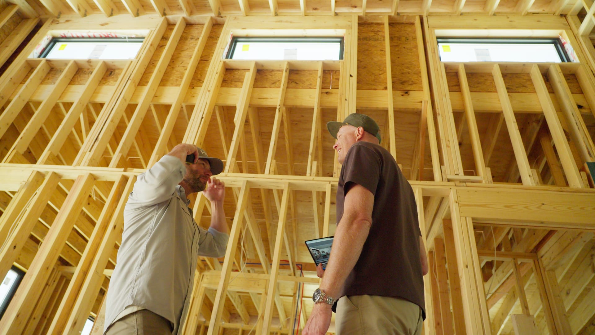 Inside the framed house