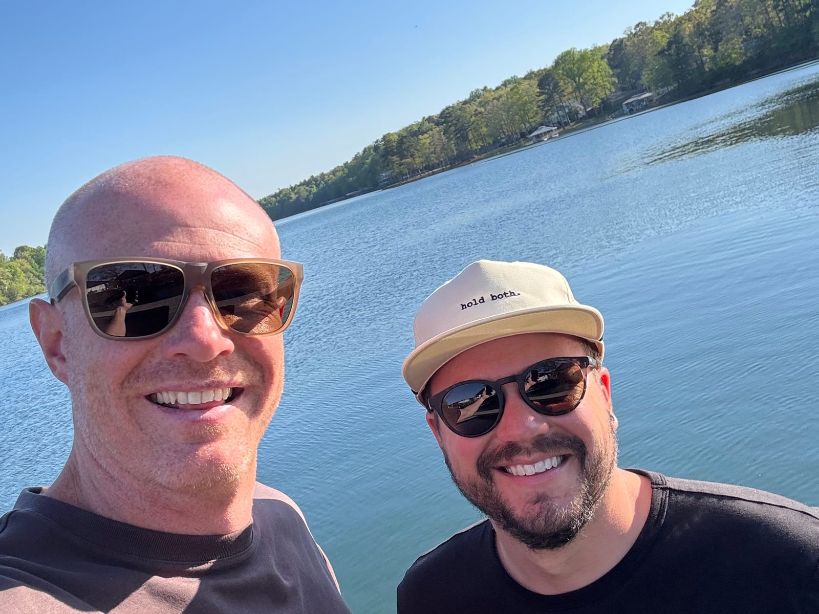 Two of the friends out on the lake